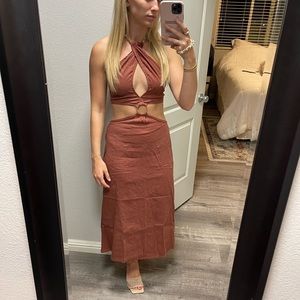 WeWoreWhat Shell Chain Halter Midi Dress